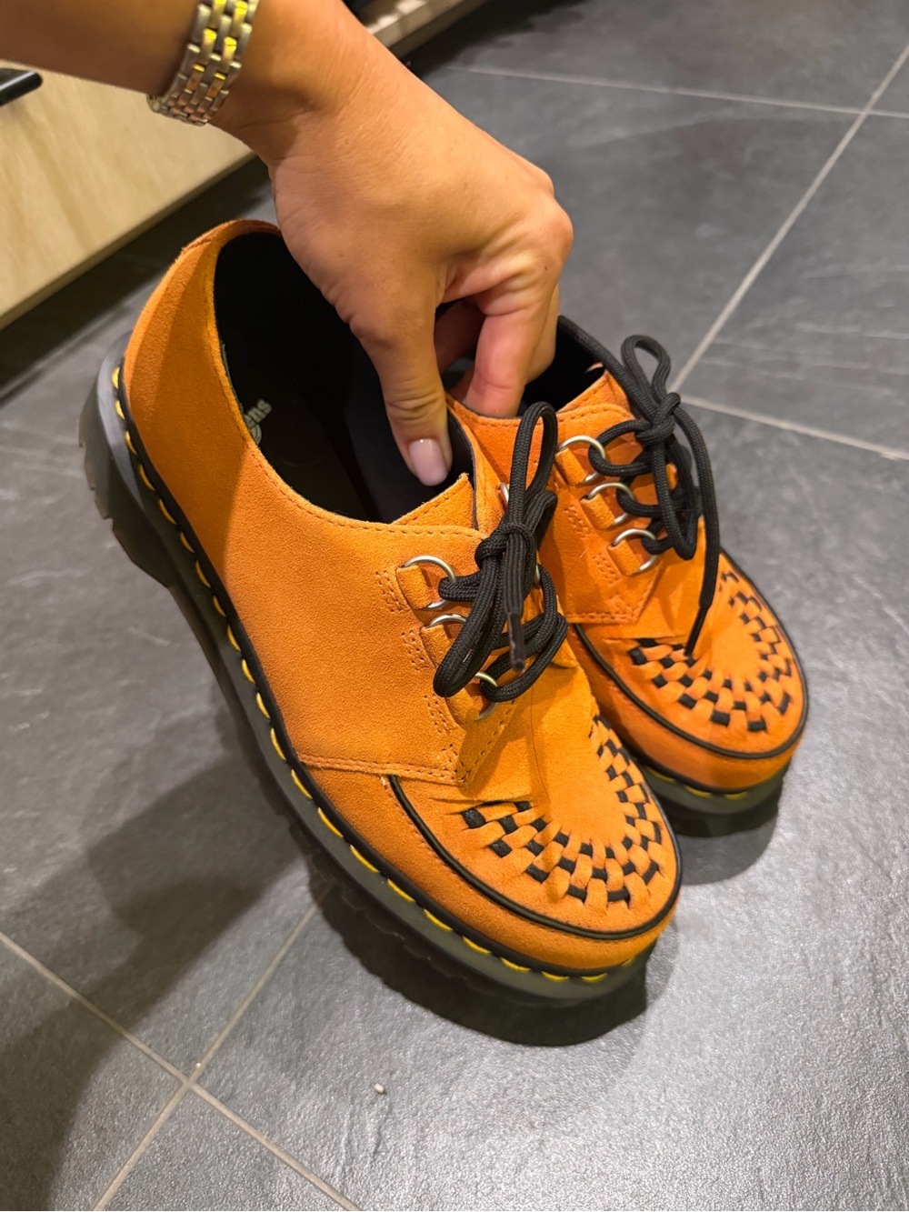 Dr. Martens Orange Suede Lace-Up Shoes - Classic Casual